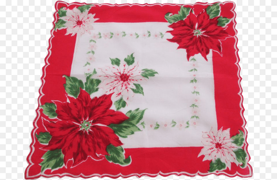 Download Hd Christmas Poinsettia Hanky Hankie Http Decorative, Flower, Plant, Cushion, Home Decor Free Transparent Png