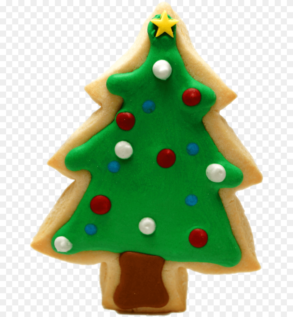 Download Hd Christmas Tree Cartoon Christmas Sugar Cookie Background, Food, Sweets, Cream, Dessert Free Transparent Png