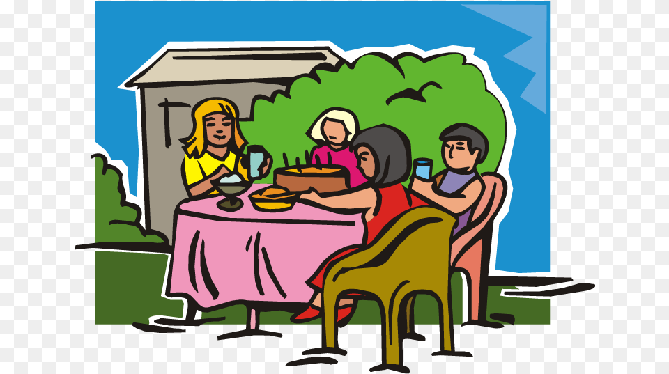 Download Hd Clipart People Eating Together Clipart Eating Outdoors Clipart, Food, Lunch, Meal, Person Free Png