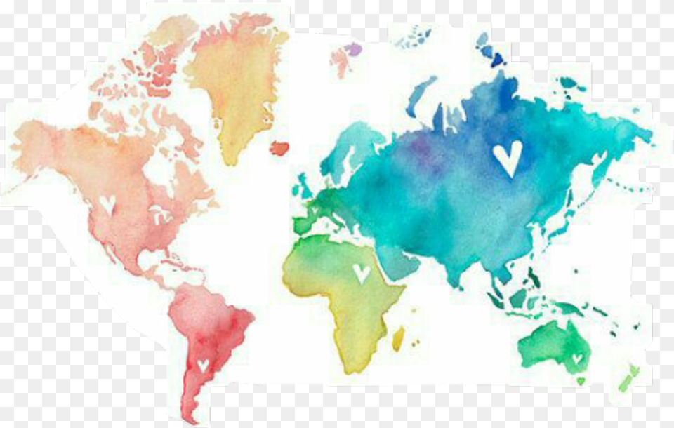 Hd Continents Sticker Image Watercolor World Map Pastel, Chart, Plot, Baby, Person Free Png Download