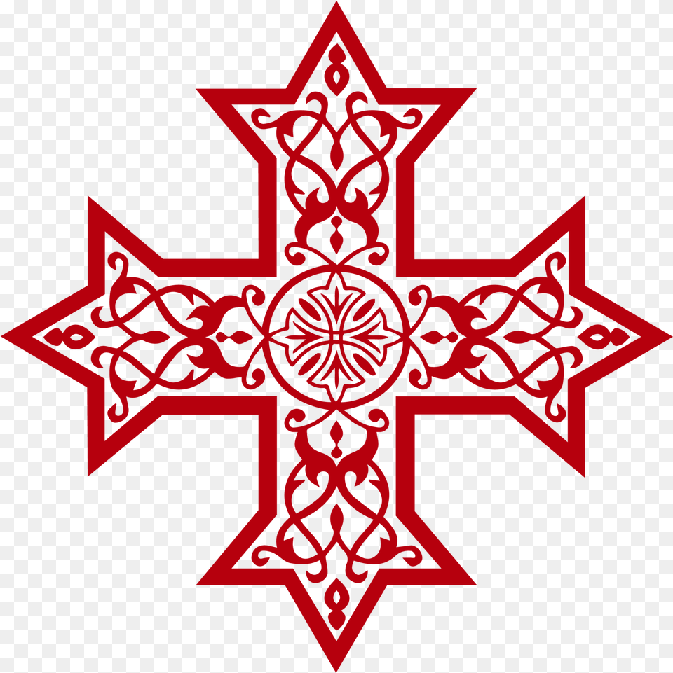 Download Hd Coptic Cross Decal Red Coptic Cross, Symbol, Outdoors, Nature, Pattern Free Png