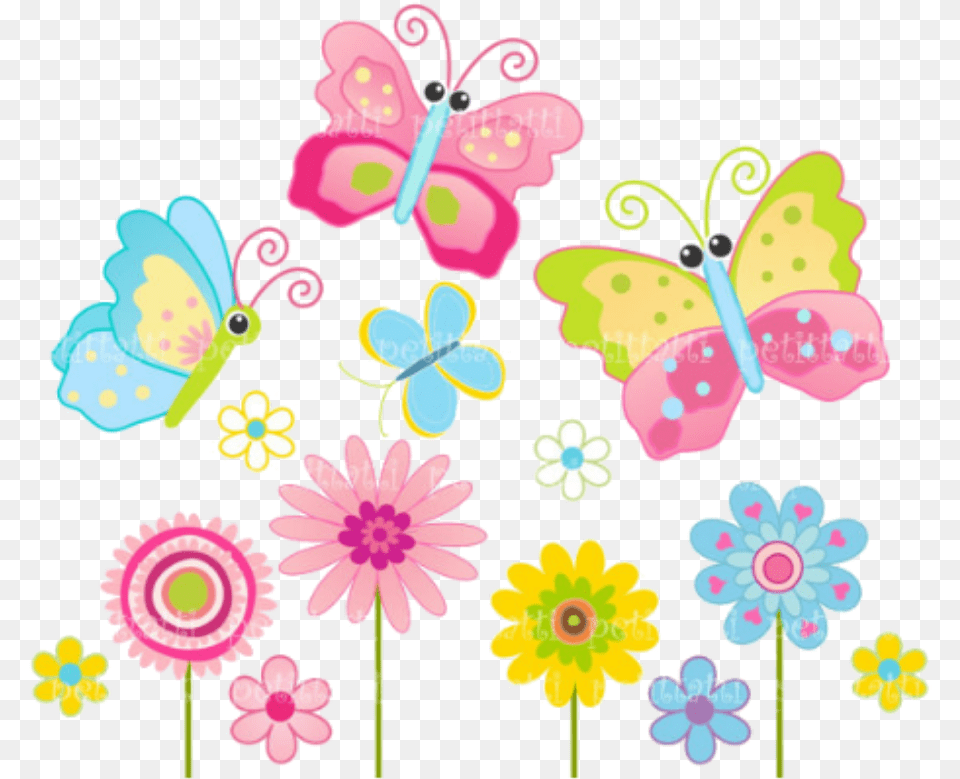 Download Hd Cute Butterfly And Flower Clipart Cute Flowers And Butterflies Clipart, Art, Floral Design, Graphics, Pattern Free Png