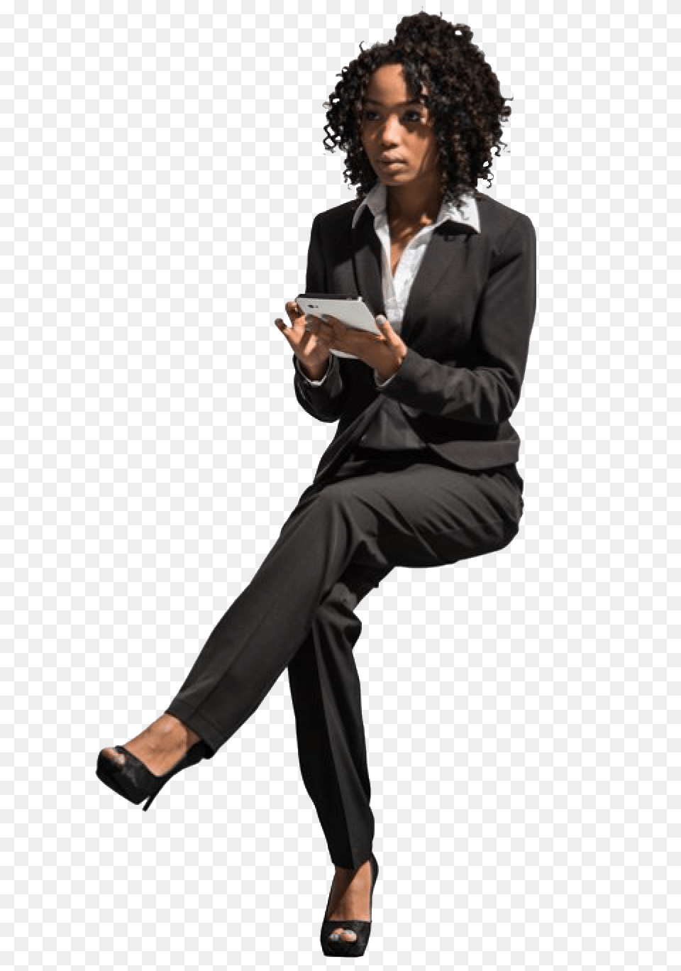 Download Hd Cutout Woman Sitting People Business People Sitting, Person, Suit, Jacket, Formal Wear Png
