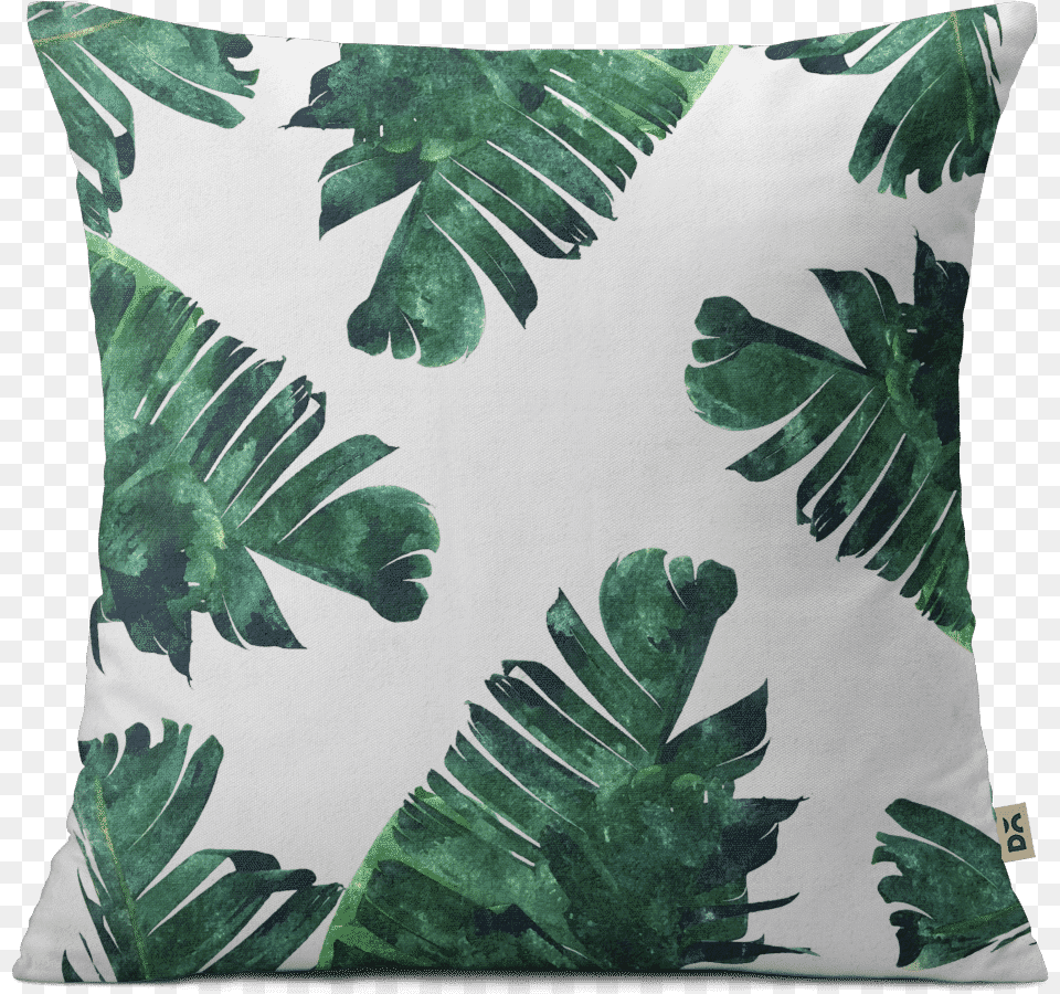 Download Hd Dailyobjects Banana Leaf Watercolour 12 Cushion Banana Leaves Painting, Home Decor, Pillow, Plant Png