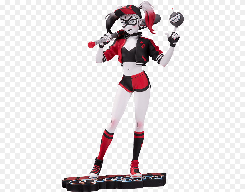 Download Hd Dc Comics Statue Harley Quinn Harley Quinn Red Harley Quinn Baseball Statue, Adult, Female, Person, Woman Free Transparent Png