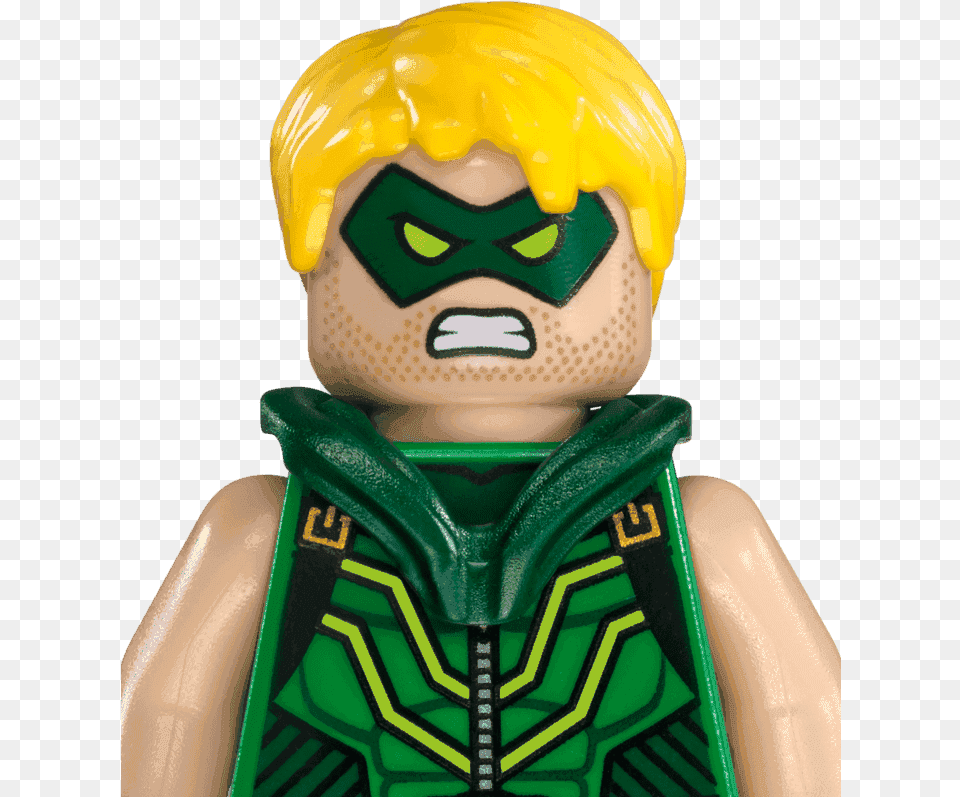 Download Hd Dc Comics Super Heroes Lego New 52 Green Arrow Lego, Baby, Person, Face, Head Png Image