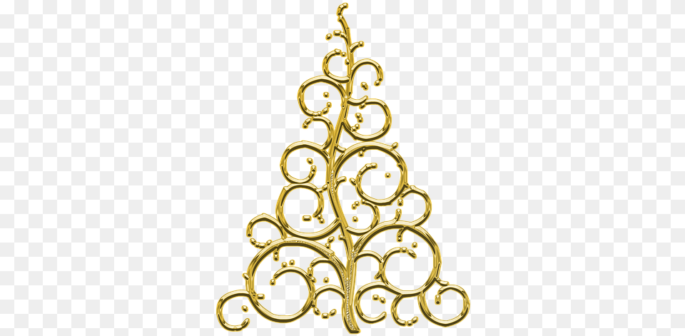 Download Hd Decor Element Golden Christmas Tree Gold Transparent Background, Christmas Decorations, Festival, Accessories, Earring Png Image