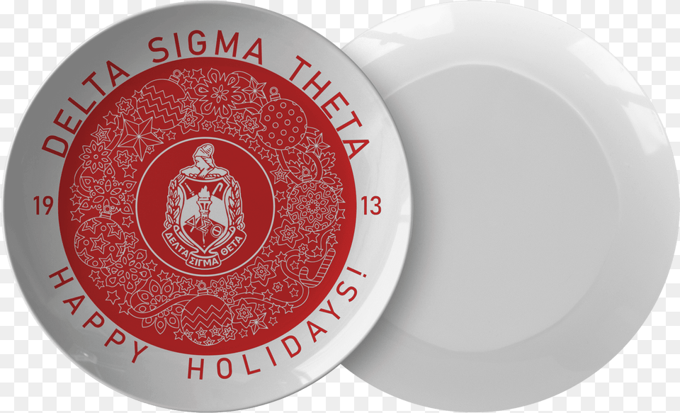 Download Hd Delta Sigma Theta Christmas Plate Transparent Sorority, Art, Food, Meal, Porcelain Png