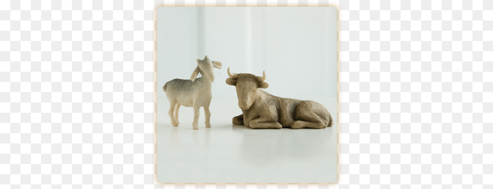 Download Hd Demdaco Willow Tree Willow Tree Nativity Ox Willow Tree Ox And Goat Figurine, Animal, Livestock, Mammal, Sheep Free Png