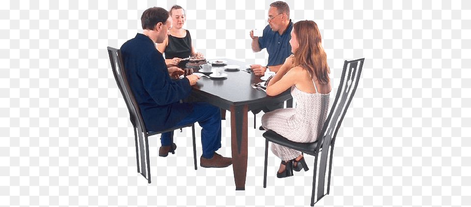 Download Hd Dinner People Sitting At Table Transparent People Sitting At Table, Adult, Person, Furniture, Female Free Png