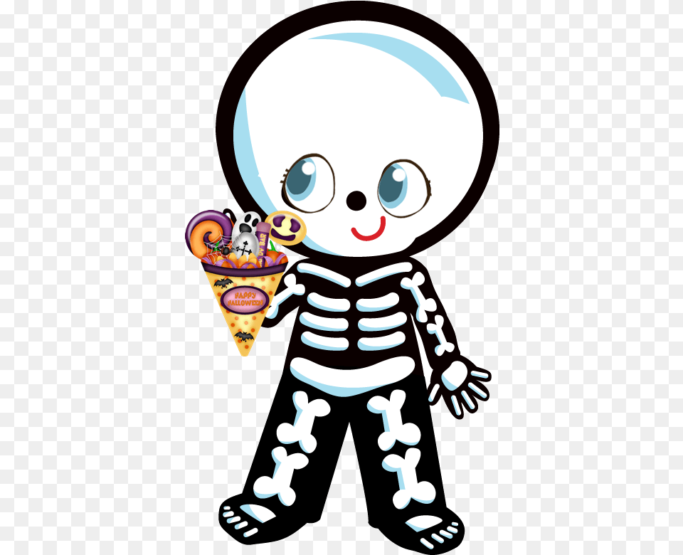 Download Hd Doll Clipart Halloween Skeleton Halloween Cute Clip Art Skeleton, Cream, Dessert, Food, Ice Cream Png