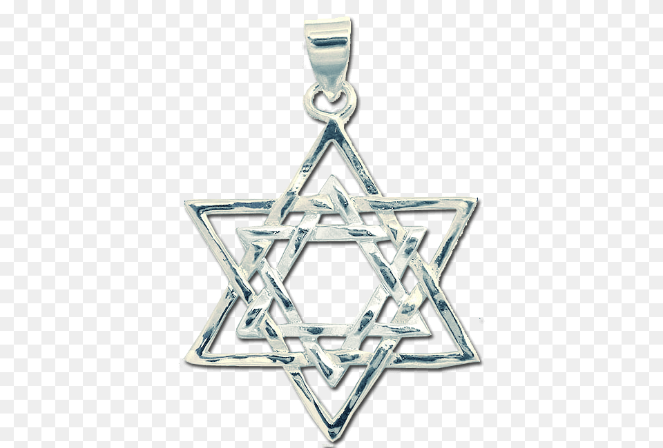 Download Hd Dounble Star Of David Pendant In White Gold Locket, Accessories, Cross, Symbol, Star Symbol Free Png