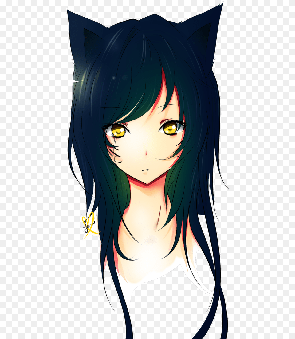 Download Hd Draw Your Female Character Digitally In Cute Black Anime Wolf Girl, Book, Comics, Publication, Adult Png