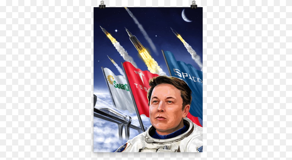 Download Hd Elon Musk Poster Space X Tesla Solar City Rocket, Adult, Male, Man, Person Png