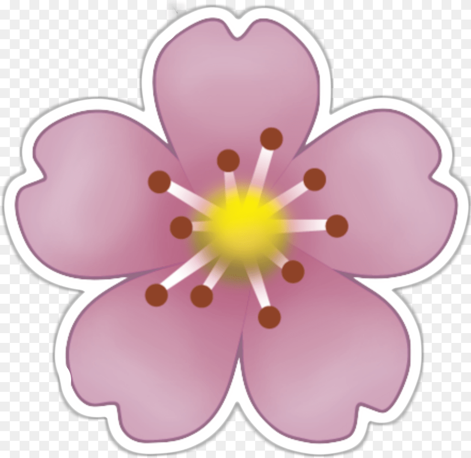 Download Hd Emoji Sticker Pink Flowers Clip Art Blushing Flower Emoji Sticker, Anther, Petal, Plant, Anemone Png Image