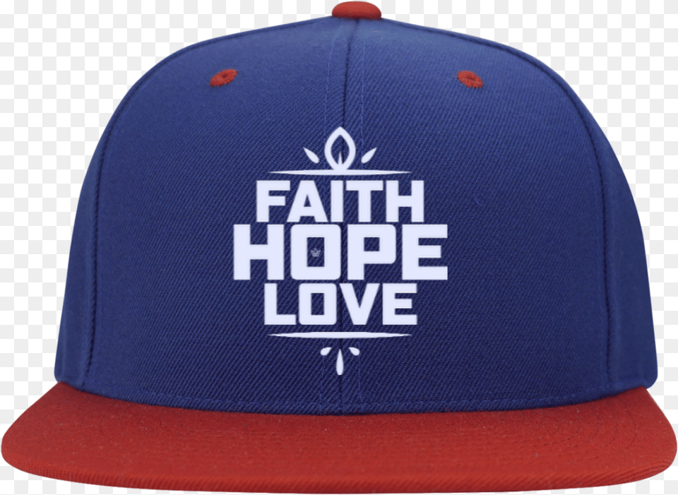 Download Hd Faith Hope Love Flat Bill High Profile Snapback Baseball Cap, Baseball Cap, Clothing, Hat Png Image