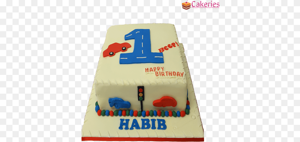 Download Hd First Birthday Cars Cake Birthday Cake, Birthday Cake, Cream, Dessert, Food Png