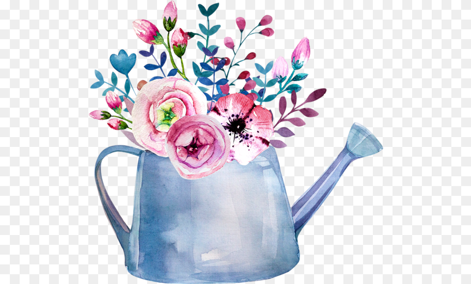 Hd Fleurs Flores Flowers Bloemen Card Watercolor Watering Can With Flowers, Flower Bouquet, Plant, Flower, Flower Arrangement Free Png Download
