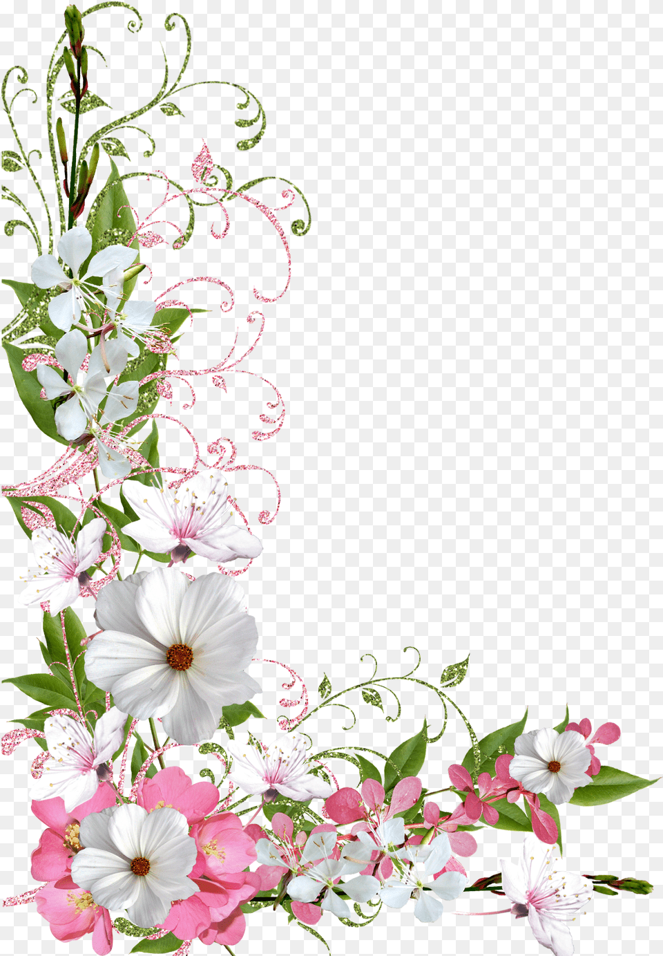 Download Hd Flower Border Clipart Frame Pink And Spring Flower Borders, Art, Pattern, Graphics, Plant Png
