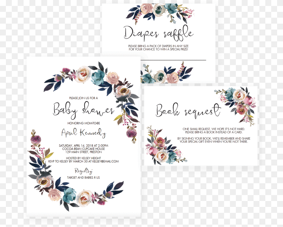 Download Hd Flower Games Printable Package Boho Floral Baby Shower Invitations Template, Text, Plant, Rose, Paper Free Transparent Png