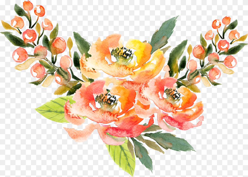 Download Hd Flower Patterns Orange Watercolor Flower Png Image