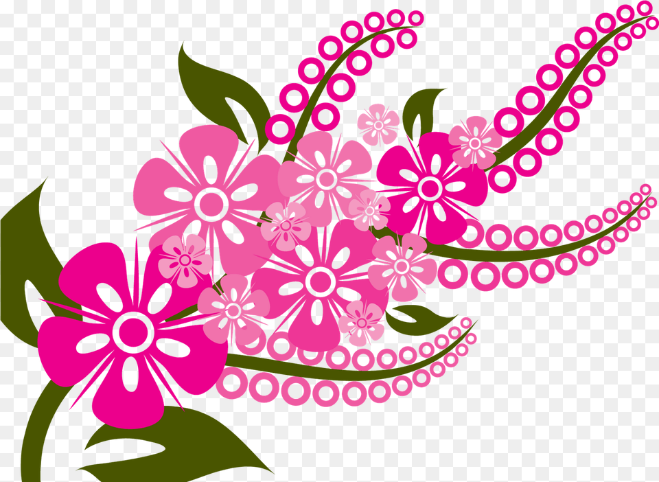 Download Hd Flower Vectors Various Colorful Flowers Vector Pink Flower Vector, Art, Floral Design, Graphics, Pattern Png