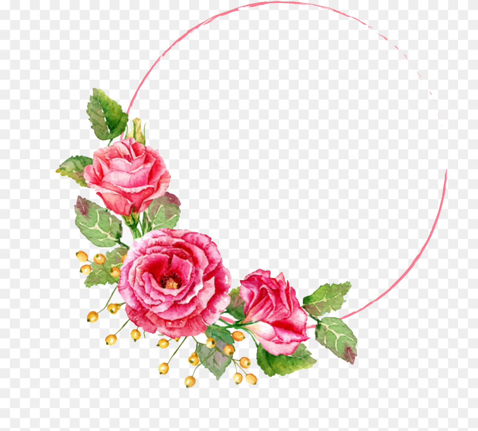 Download Hd Flower Watercolor Painting Floral Frame Vector, Rose, Art, Floral Design, Plant Png Image