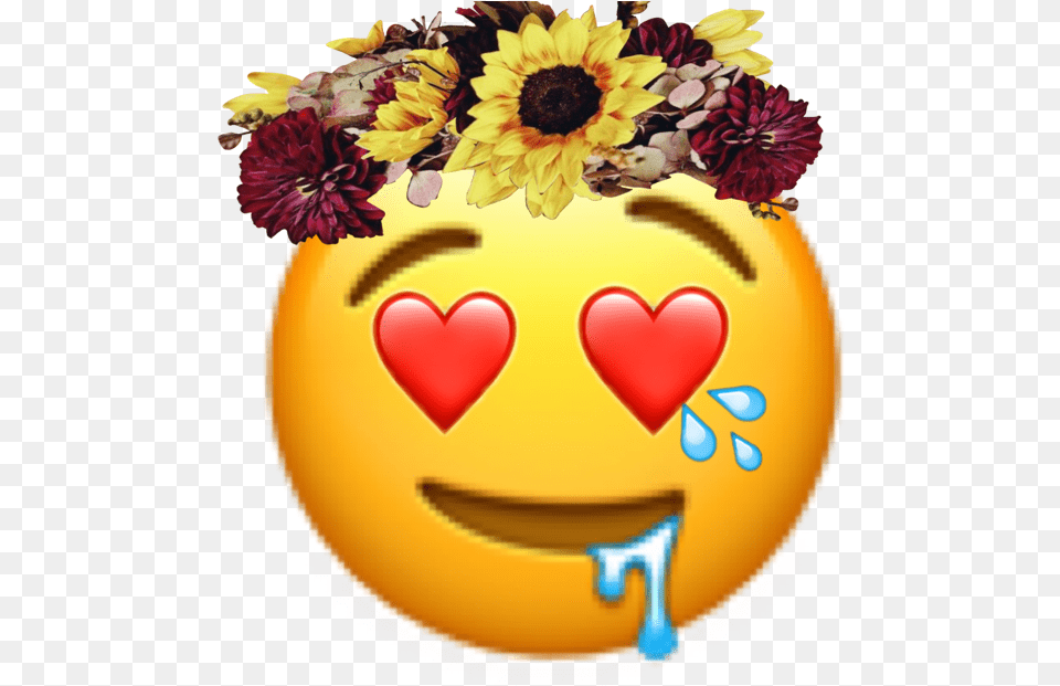 Hd Freetoedit Emoji Sticker Girly Crown Emojiedit Iphone Drooling Emoji, Flower, Petal, Plant, Food Free Png Download