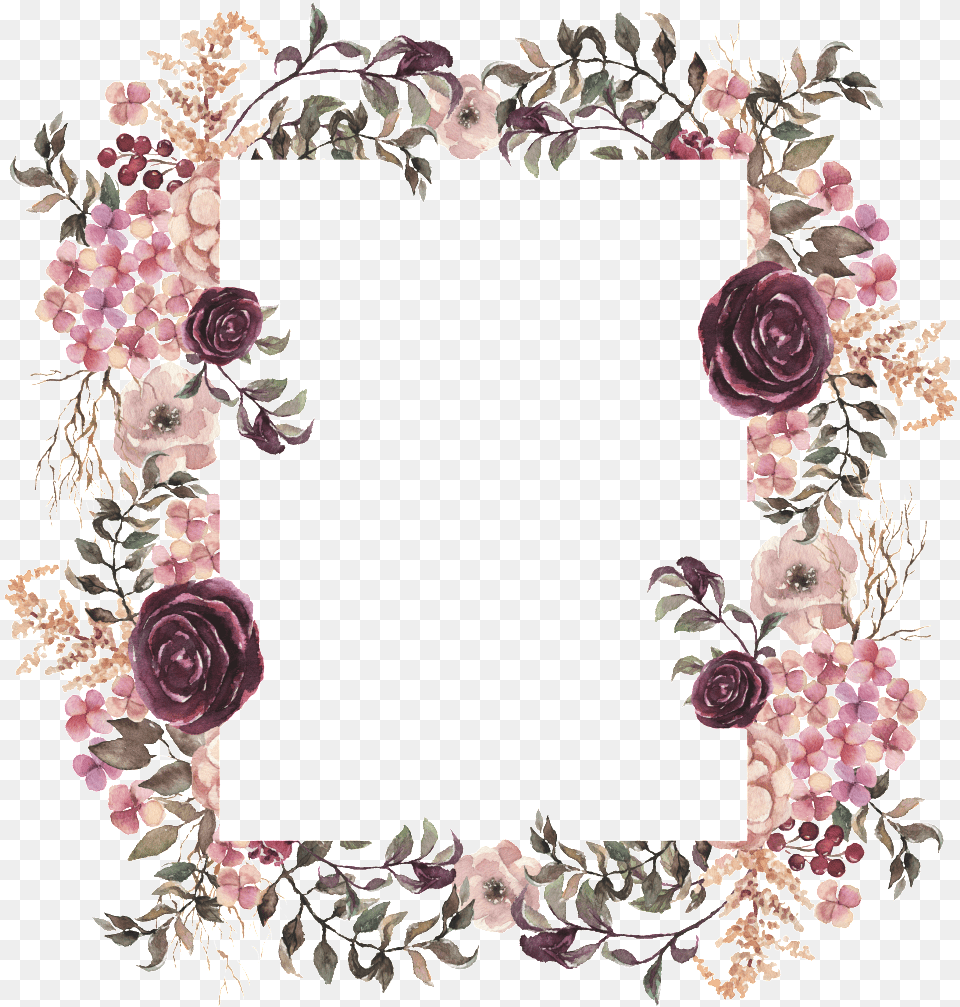 Download Hd Geometric Figure Flower Frame Transparent Transparent Floral Frame Clipart, Art, Floral Design, Graphics, Pattern Free Png