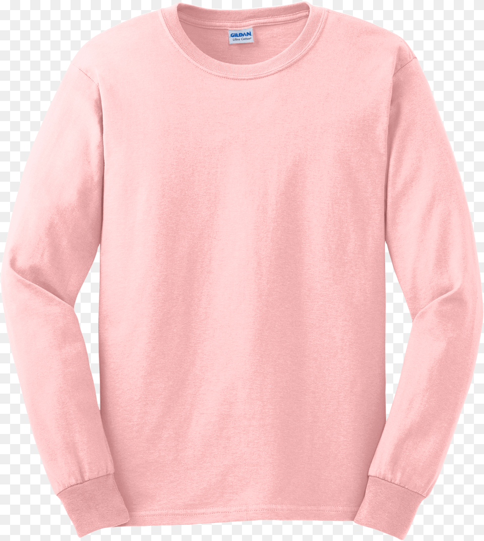 Download Hd Gildan Long Sleeve T Shirt Long Sleeve Shirt Gildan Light Pink Long Sleeve Png Image