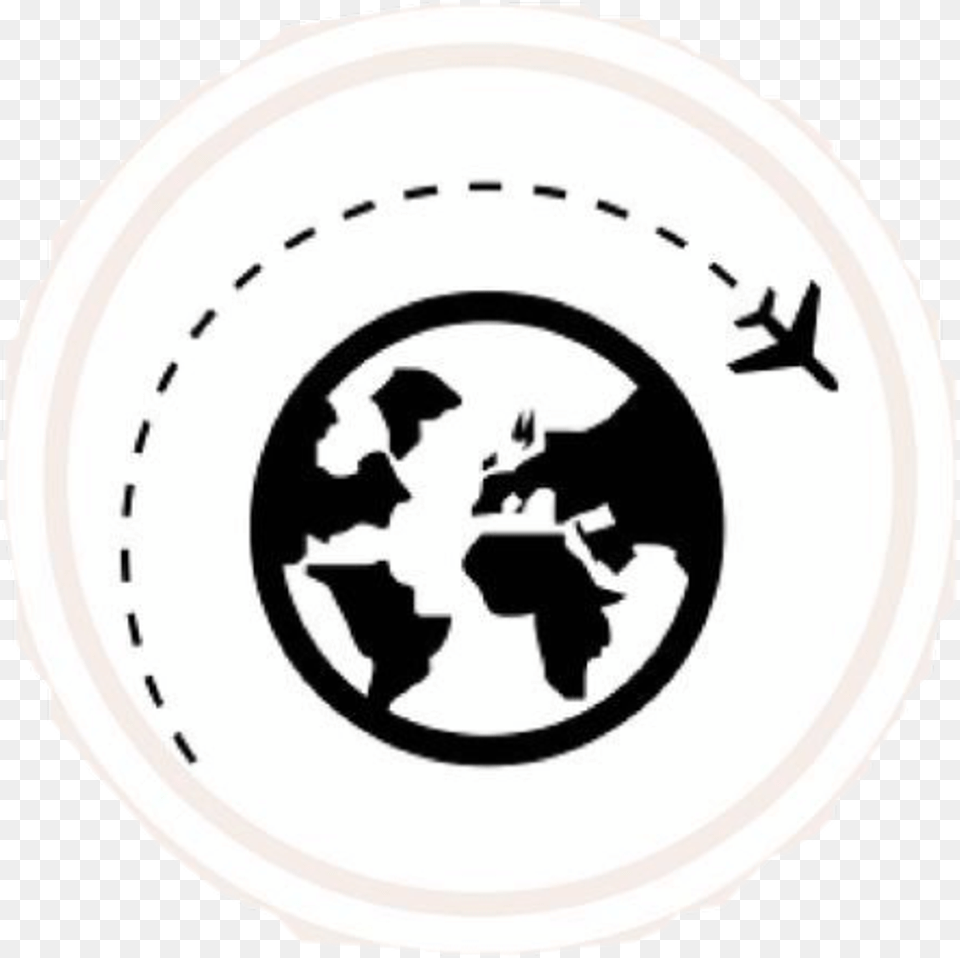 Download Hd Globe Airplane Earth Icon Grafic Travel Icons Instagram Highlight Cover, Plate, Face, Head, Person Png Image