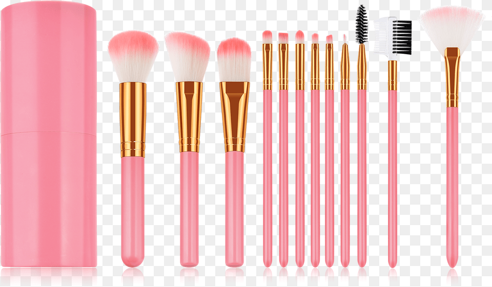 Download Hd Glowii 12pcs Pink Makeup Pink Makeup Brushes, Brush, Device, Tool, Cosmetics Png Image
