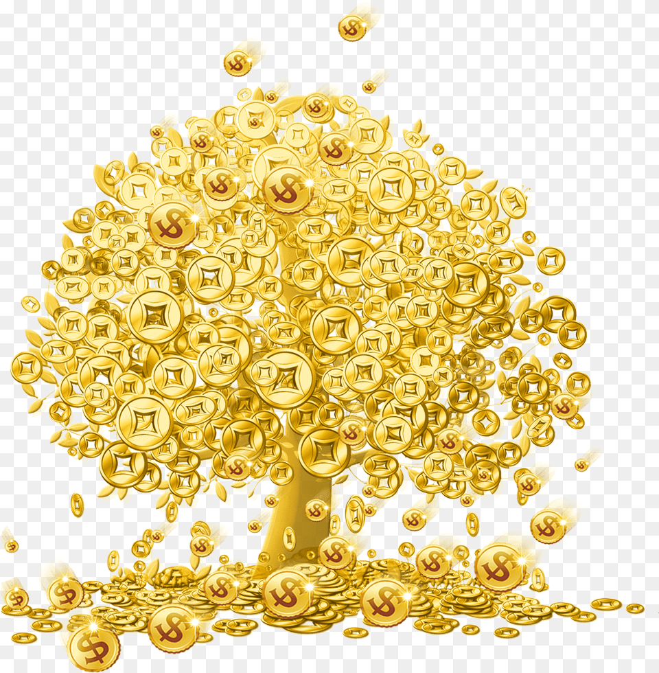 Download Hd Gold Coins Gold Coin Transparent Image Gold Coins, Accessories, Treasure, Chandelier, Lamp Free Png