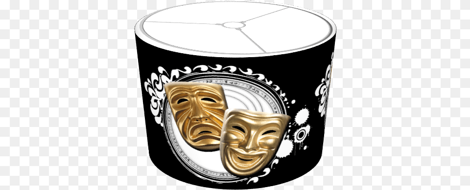 Download Hd Gold Drama Masks Lampshade Coffee Cup Comedy Mask, Emblem, Symbol, Accessories, Jewelry Png Image