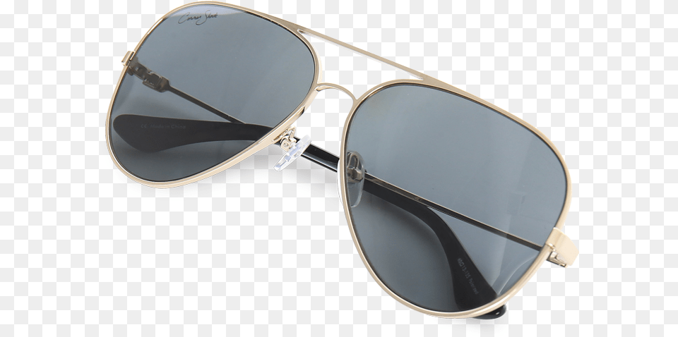 Download Hd Gold Fog Cutter Polarized Aviator Sunglasses Unisex, Accessories, Glasses Png Image