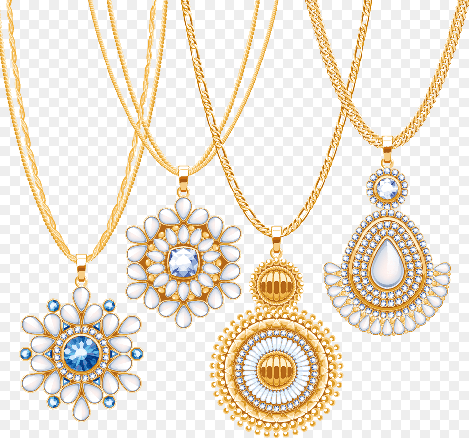 Download Hd Gold Jewellery Pic Jewellery Vector, Accessories, Jewelry, Necklace, Pendant Png Image
