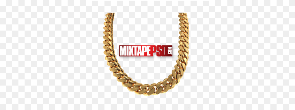 Download Hd Golden Chain Psd Detail Cuban Link Chain Transparent, Accessories, Jewelry, Necklace, Gold Png Image