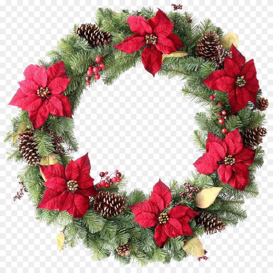 Download Hd Green Christmas Wreath Vector Vector Image Christmas Wreath Transparent Background, Plant Free Png