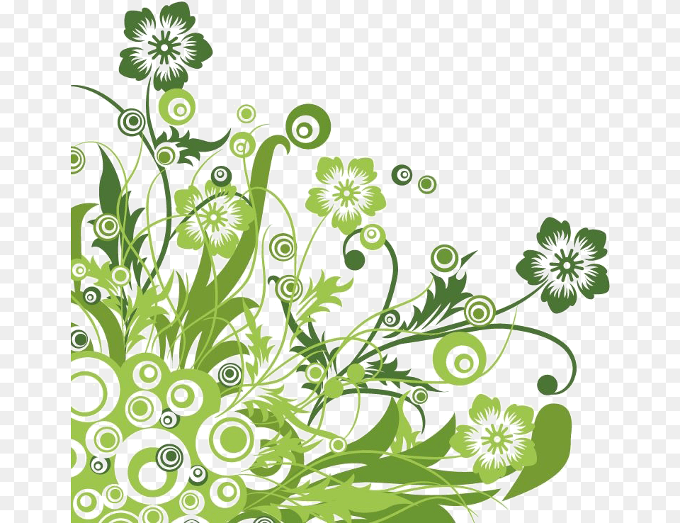 Download Hd Green Floral Design Vector Graphic Copy Green Green Flower Vector, Art, Floral Design, Graphics, Pattern Png Image