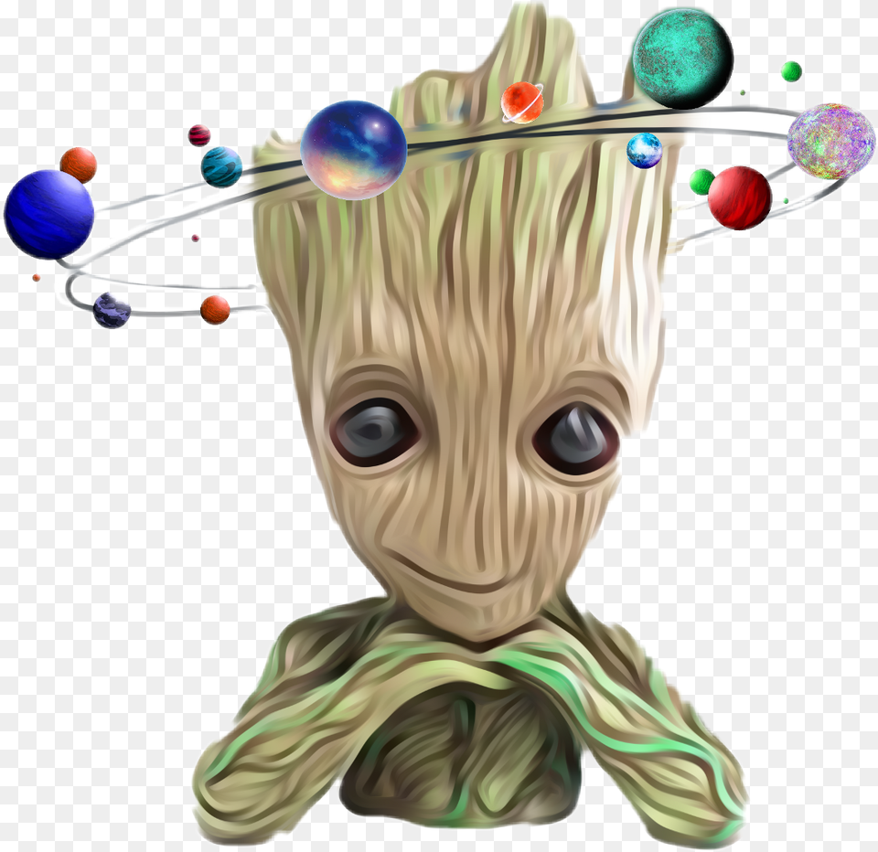 Download Hd Groot Marvel Comics Space Galaxy Stars Transparent Baby Groot, Accessories, Alien, Person, Jewelry Png Image