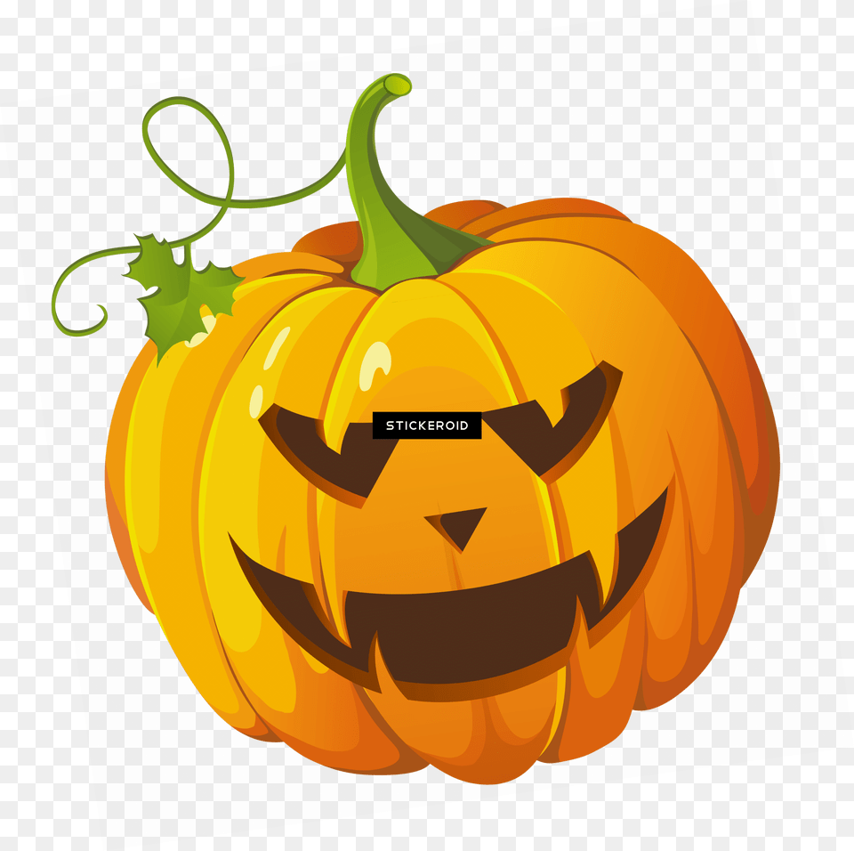 Download Hd Halloween Pumpkin Cartoon Halloween Pumpkin Background, Plant, Food, Vegetable, Produce Free Png