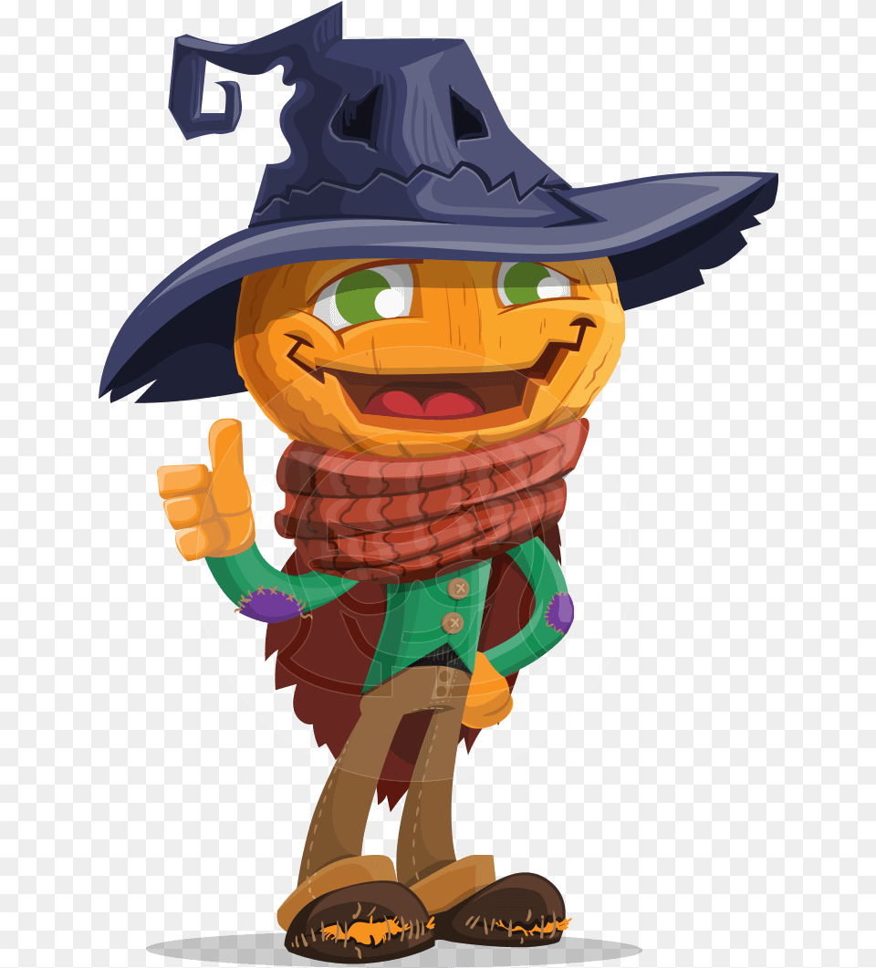 Download Hd Halloween Scarecrow Cartoon Vector Character Cartoon Scarecrow, Baby, Person, Face, Head Free Png