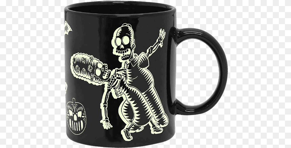Download Hd Halloween Skeletons Glow In The Dark Mug Beer Stein, Cup, Beverage, Coffee, Coffee Cup Png Image