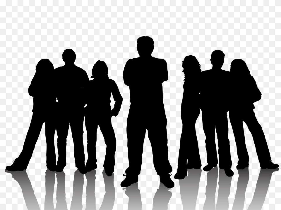 Download Hd Happy Group Of People Gang Teens Silhouette, Person, Stencil Png Image