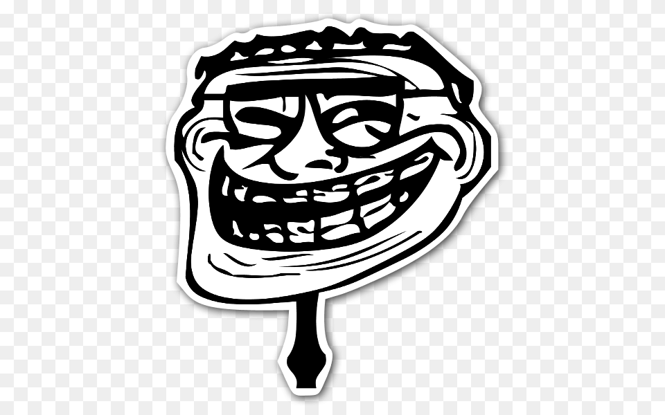 Download Hd Happy Meme With Glasses Troll Face With Glasses, Stencil, Person, Head Png Image