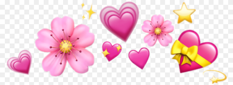 Download Hd Heart Emoji Crown Transparent Heart Emoji Crown, Flower, Petal, Plant Png Image