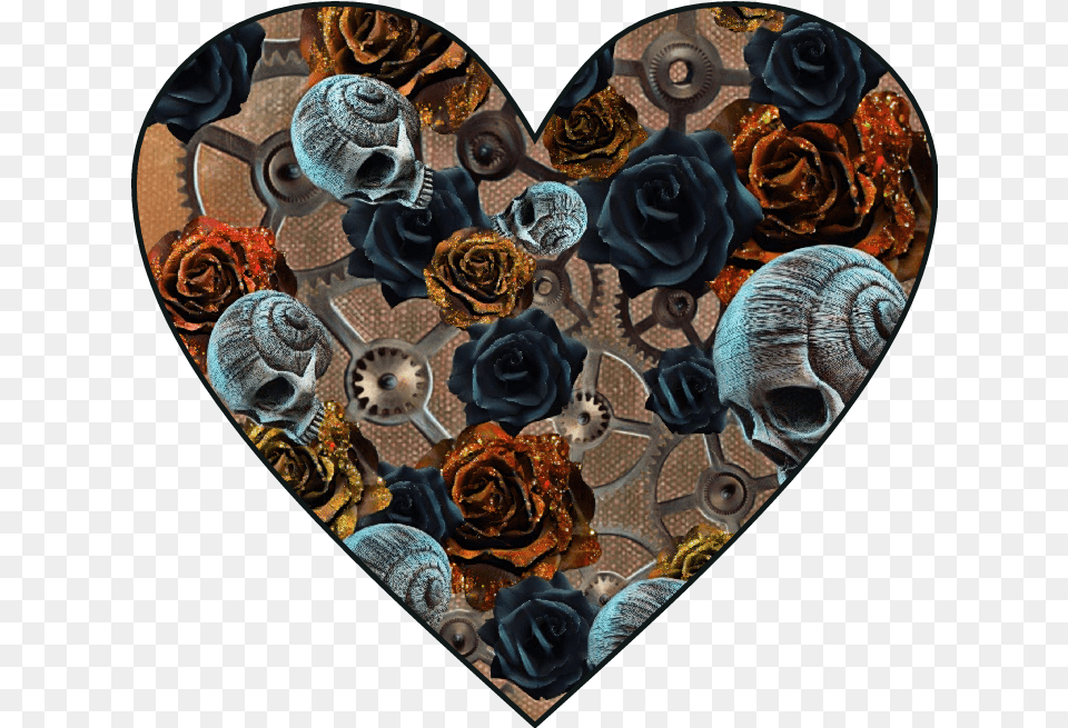Download Hd Heart Love Steampunk Gears Gear Hearts Rose Heart, Pattern, Flower, Plant, Person Free Transparent Png