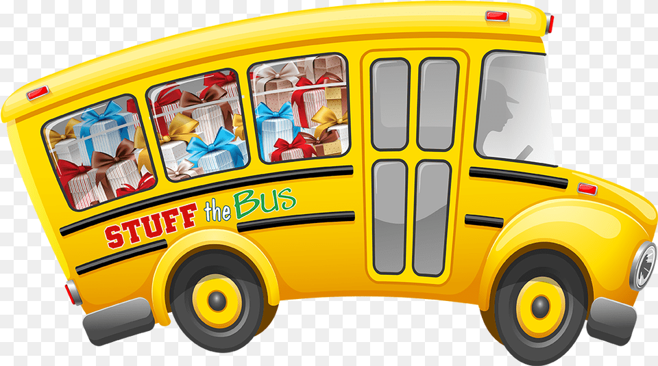 Download Hd Help Us Stuff The Bus Toy Bus Stuff The Bus Christmas, Transportation, Vehicle, School Bus, Car Free Transparent Png