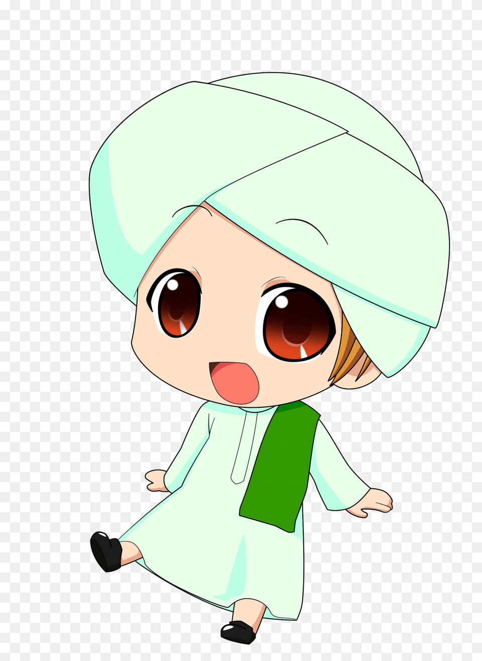 Download Hd Islam Drawing Cute Anime Chibi Muslim Muslim Cute, Baby, Person, Clothing, Hat Png