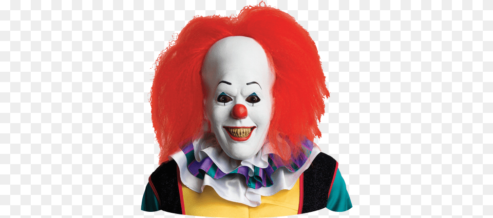 Download Hd It Pennywise Clown Halloween Costume Latex Mask Clown With Long Face, Baby, Performer, Person, Head Png